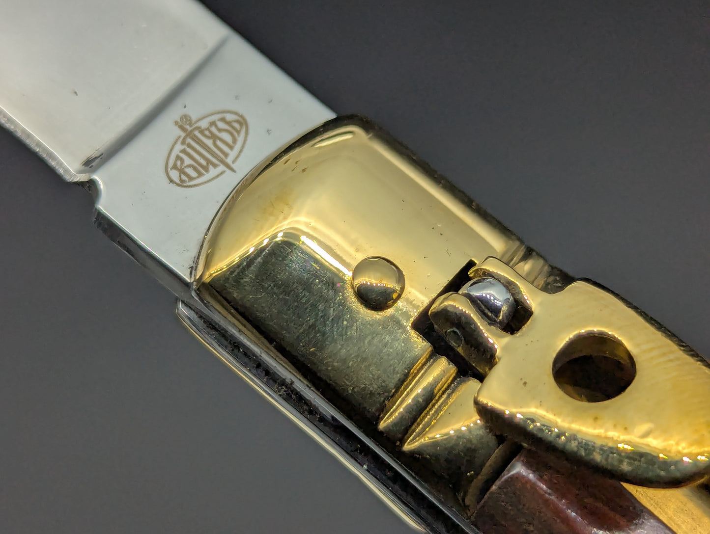 VITYAZ BRASS & WOOD LEVERLOCK SWITCHBLADE KNIFE