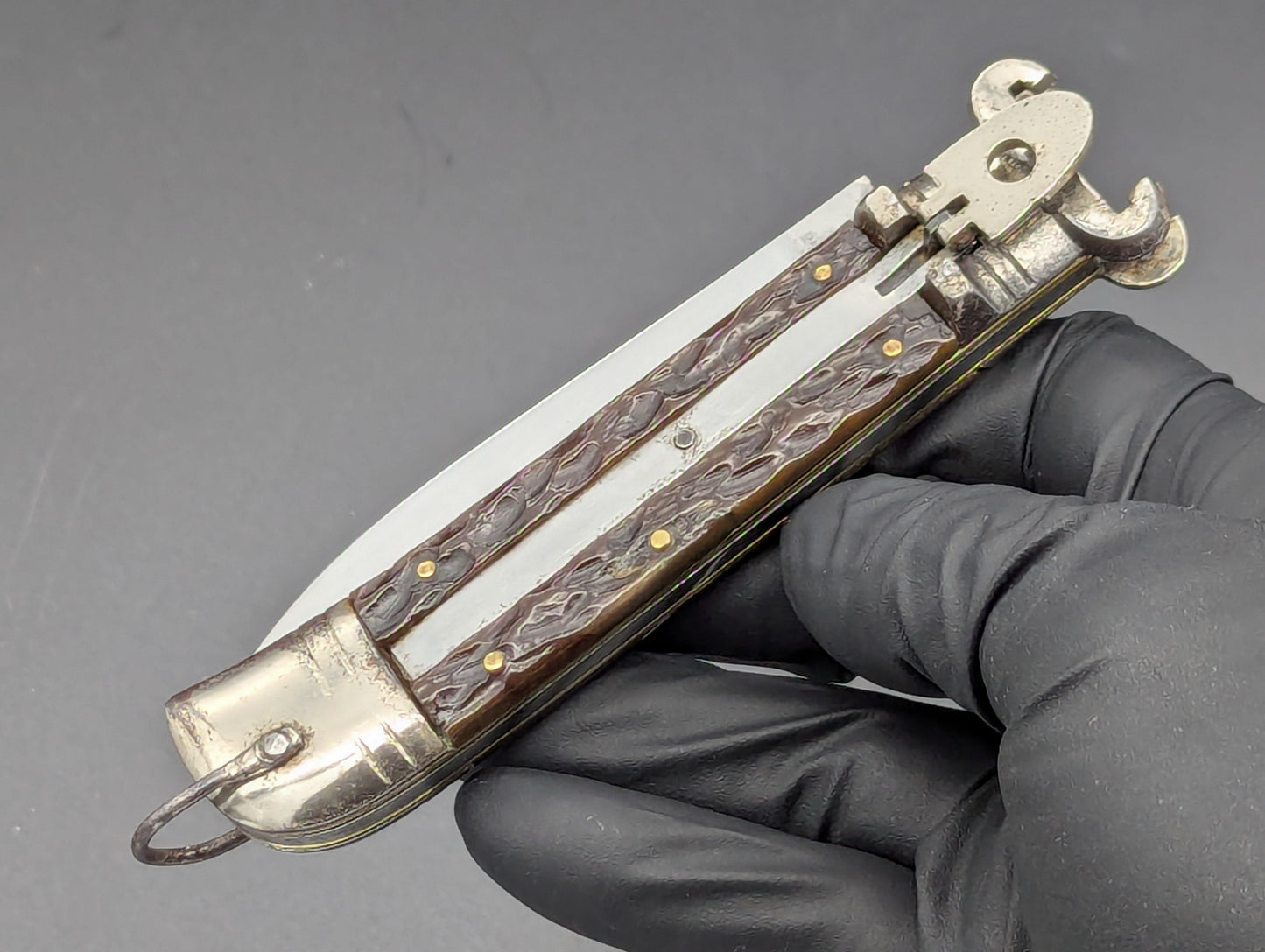 Italian VIRGINIA Shot Shell Puller Leverlock Switchblade Knife