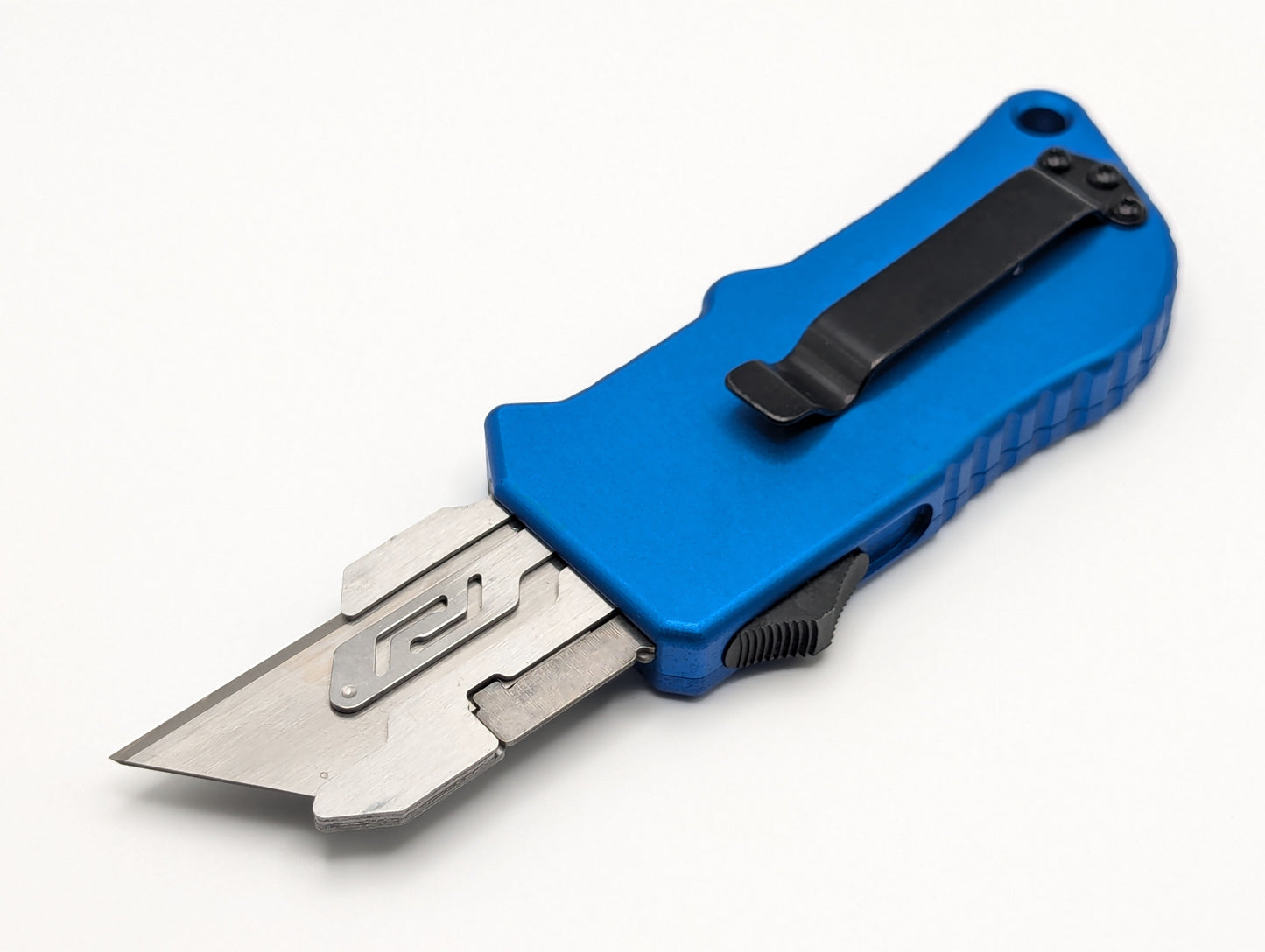 Blue Carbon Fiber D/A Box Cutter OTF Knife