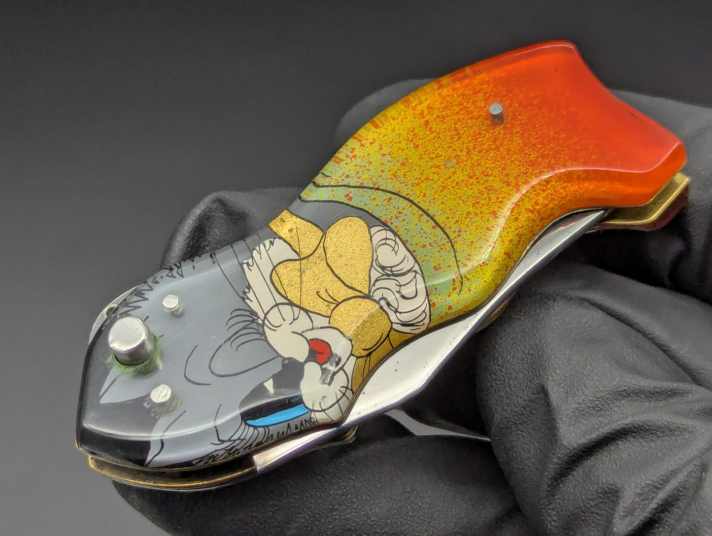 VINTAGE RUSSIAN PRISON MADE KNIFE KITTEN CARTOON