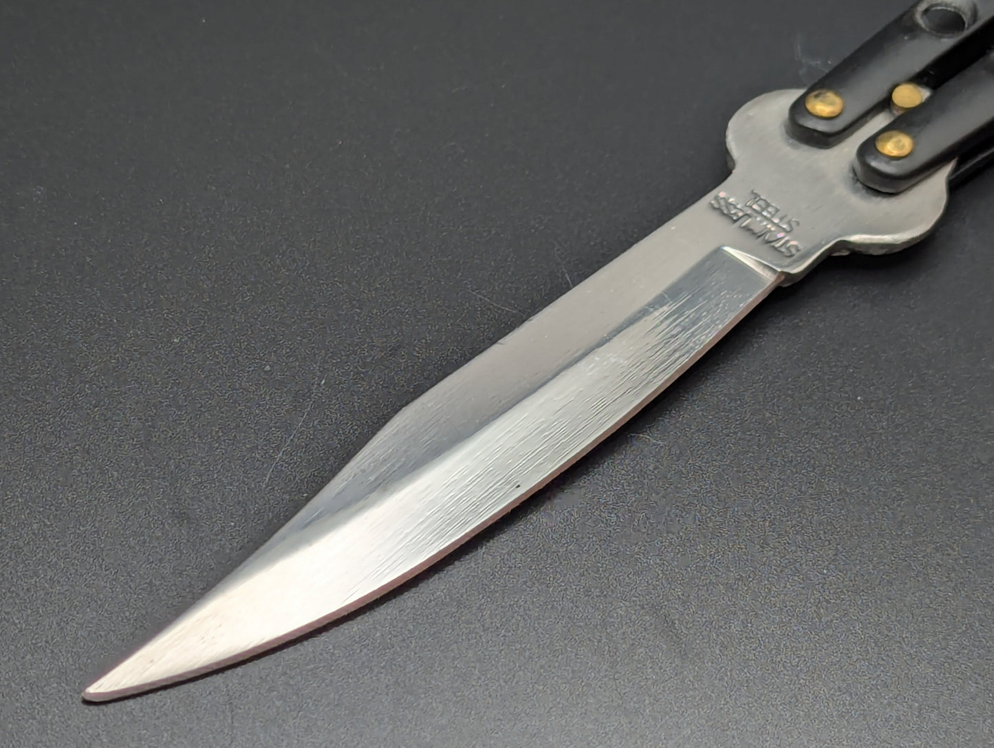 9" OG BLACK STAINLESS STEEL BUTTERFLY KNIFE