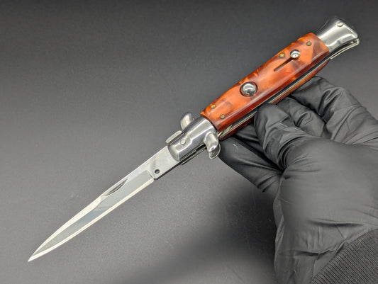 9" ORANGE PEARL BAYO BLADE ITALIAN STYLE STILETTO