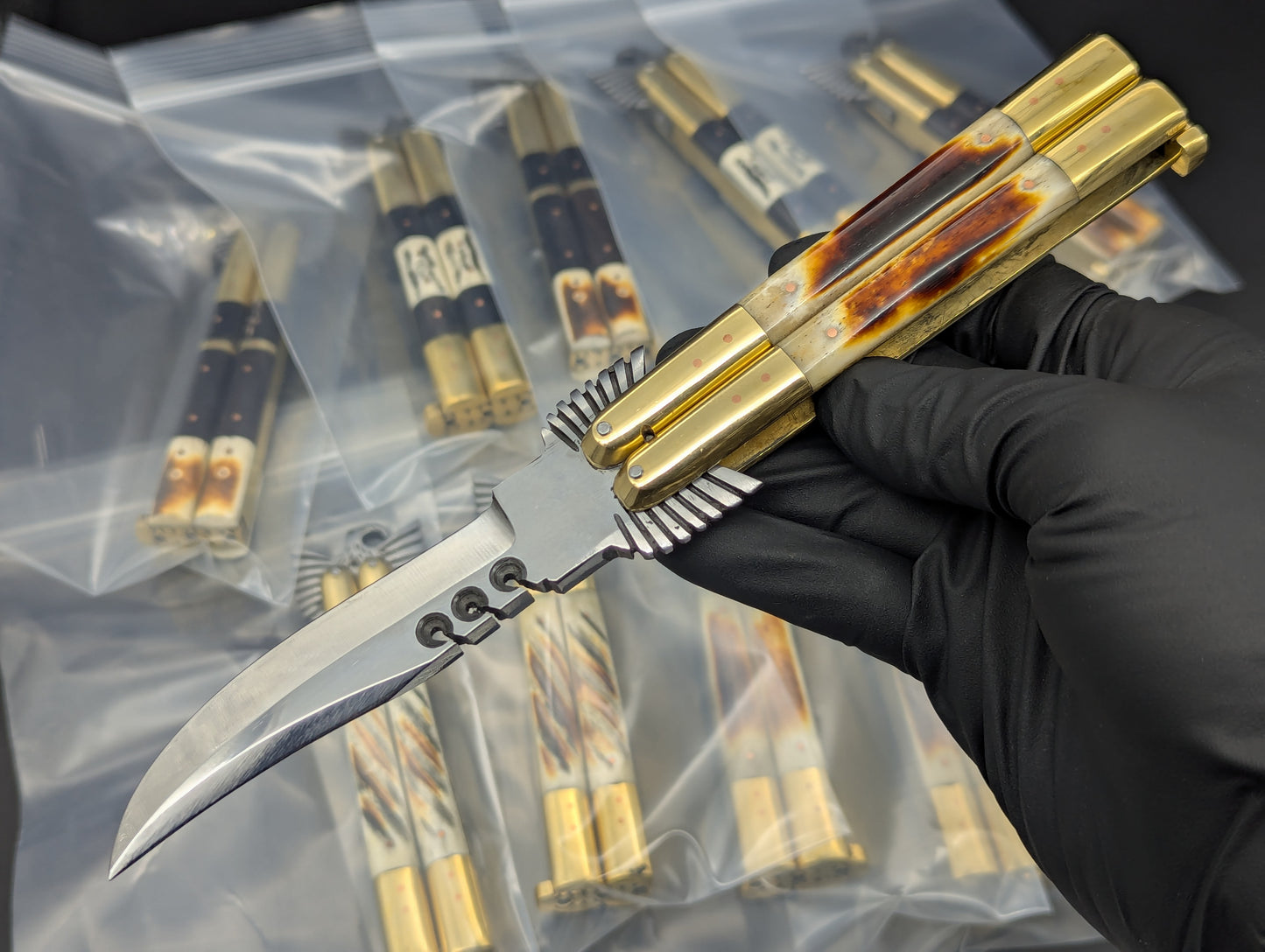 22CM EAGLE TANG FHM BALISONG RAMBO BONE