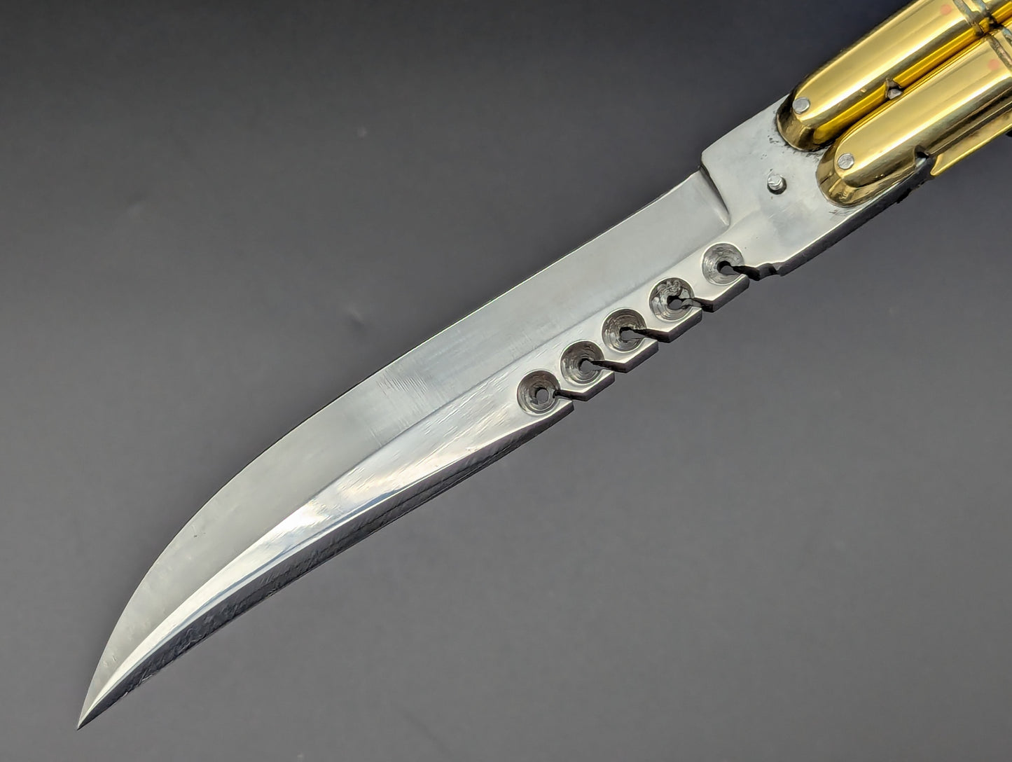 402G FHM SOLID BRASS BALISONG RAMBO CLIP POINT