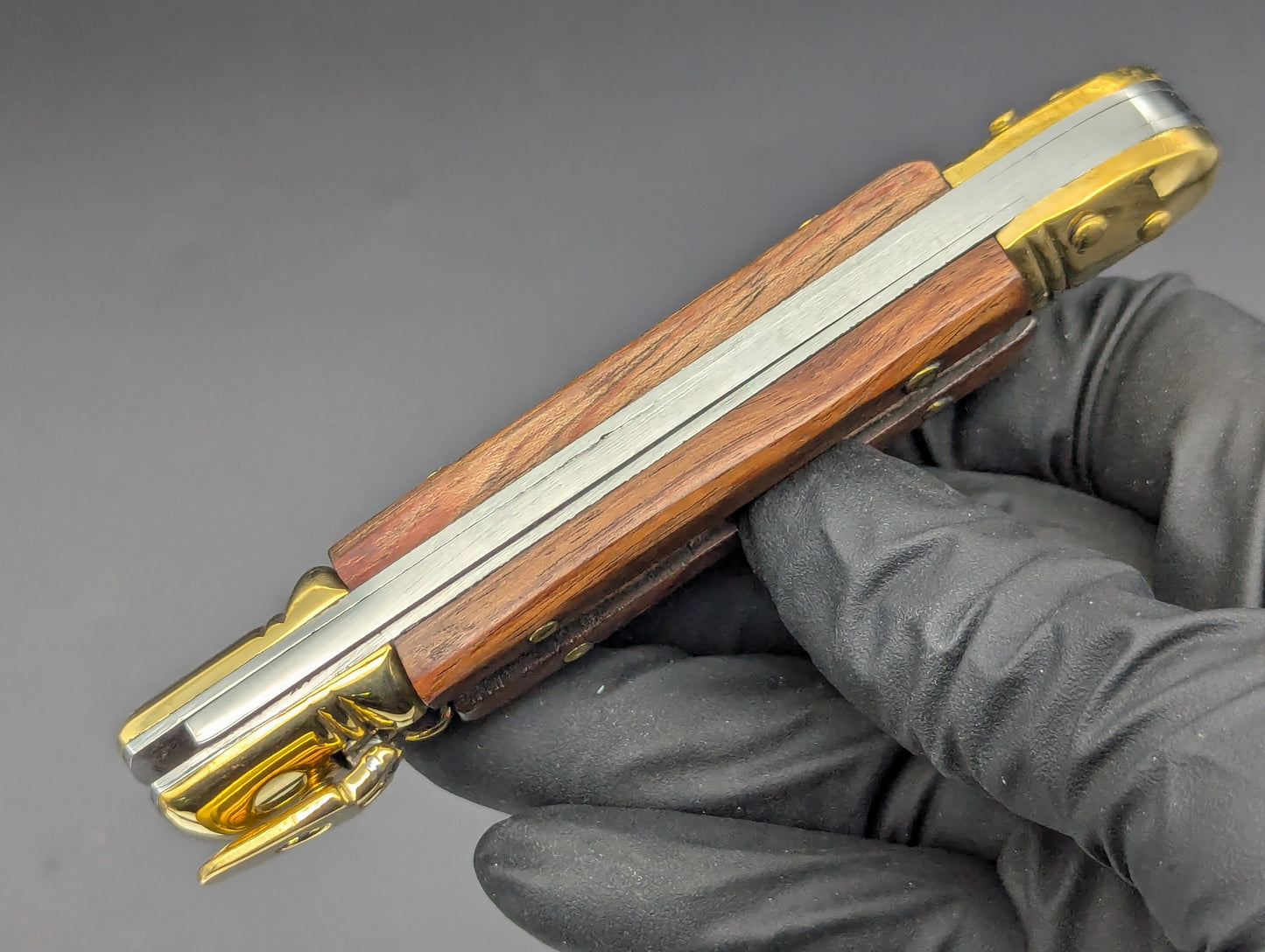 VITYAZ BRASS & WOOD LEVERLOCK SWITCHBLADE KNIFE