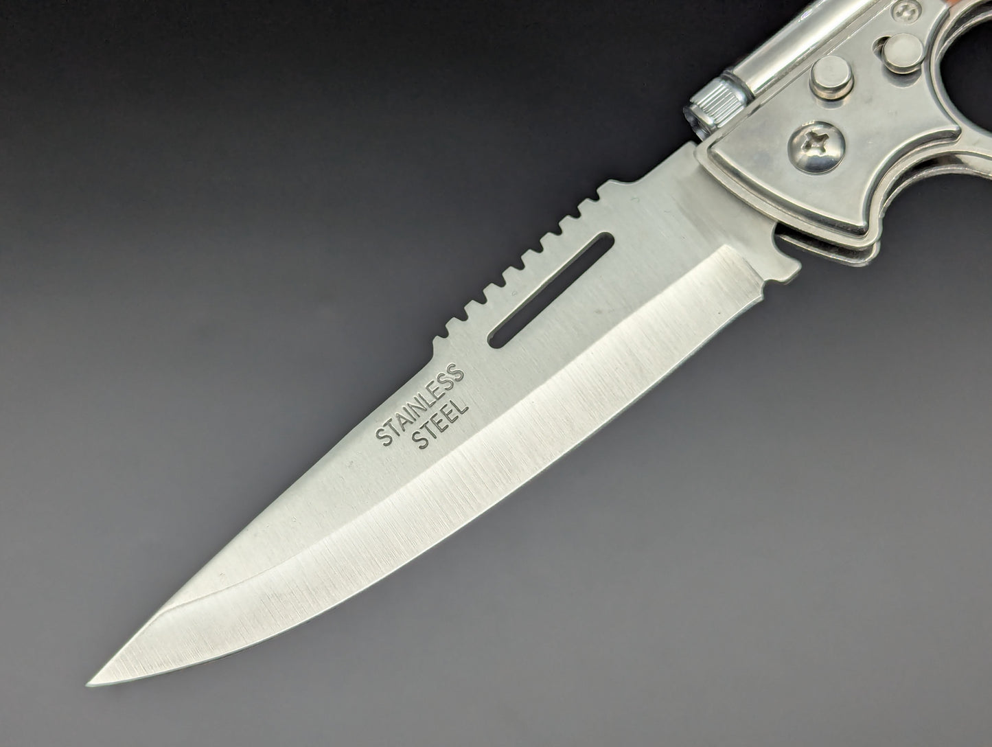 10" CIGAR CUTTER ROSEWOOD SWITCHBLADE KNIFE w/ LIGHT