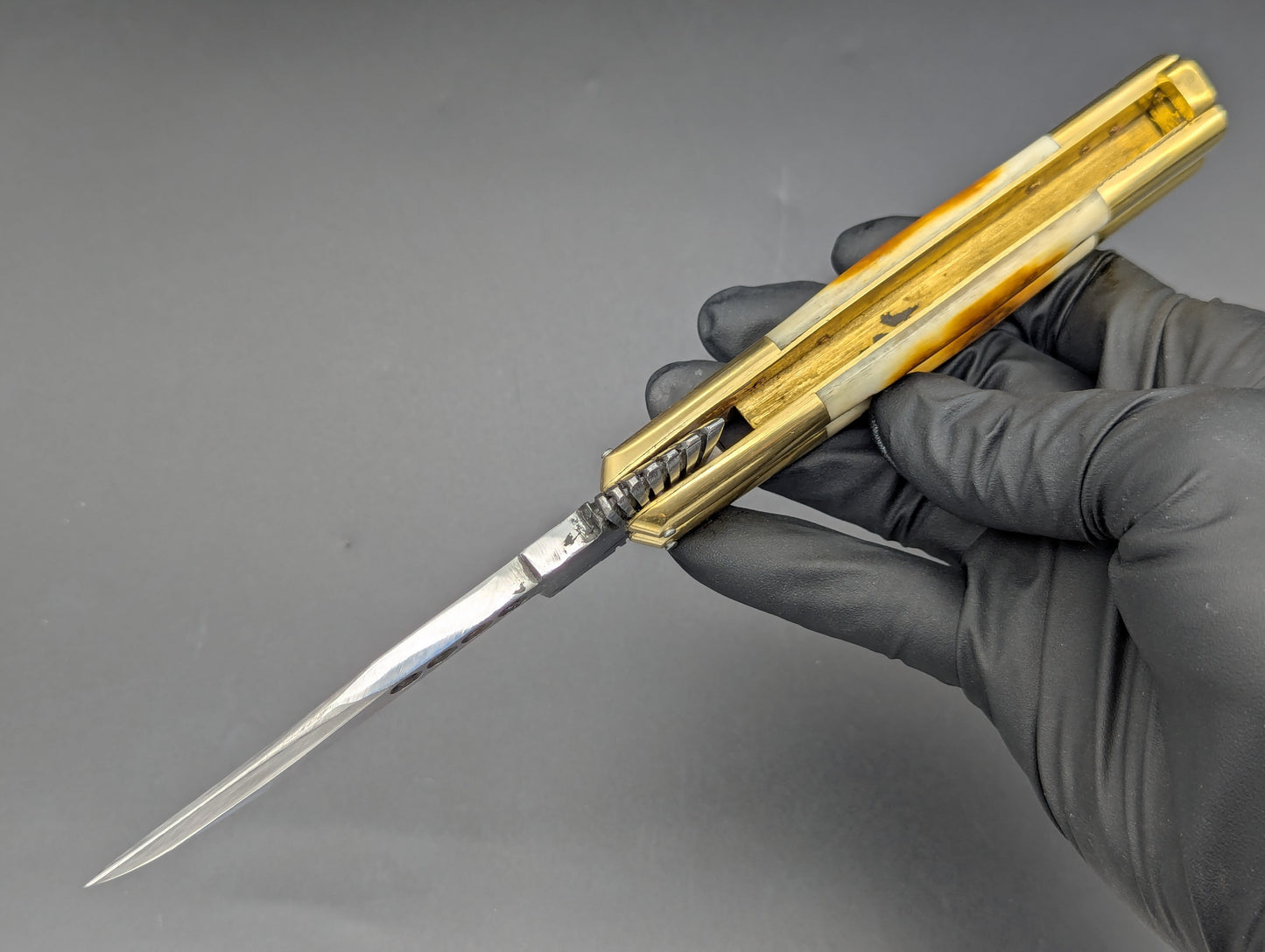 8.7" BURNT BONE RAMBO FHM BALISONG KNIFE EAGLE TANG