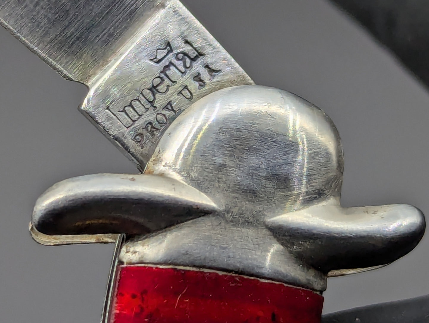 ANTIQUE IMPERIAL FIXED GUARD CANDY STRIPE SWITCHBLADE KNIFE