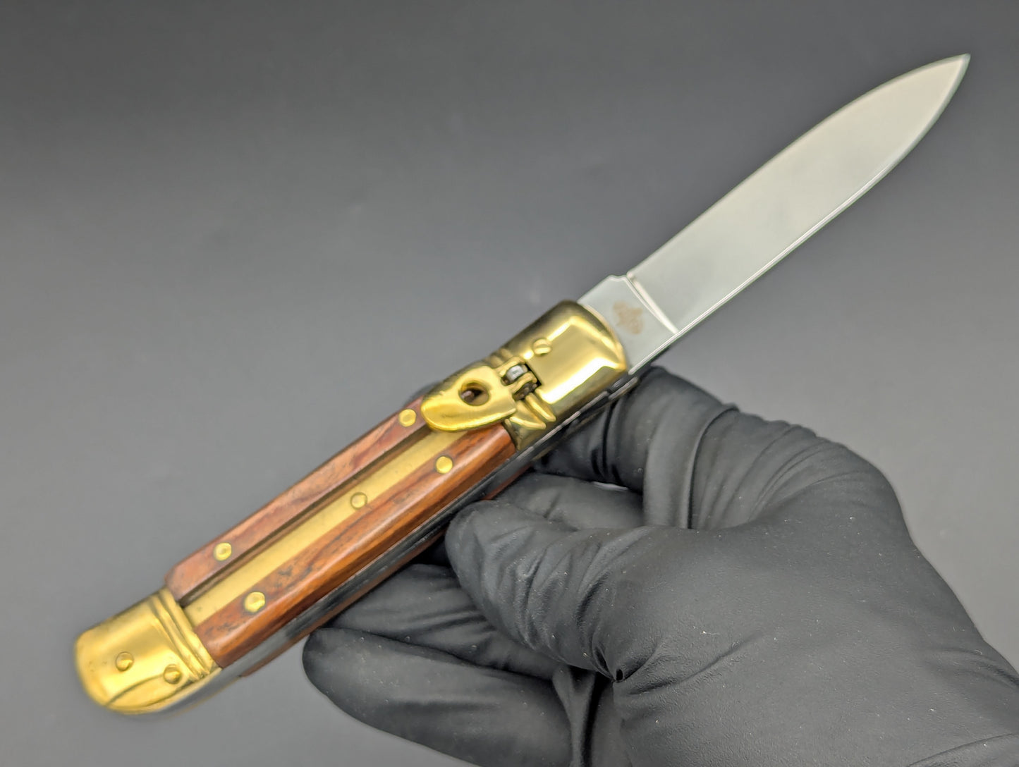VITYAZ BRASS & WOOD LEVERLOCK SWITCHBLADE KNIFE