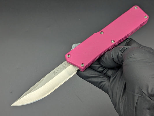 PINK LIGHTNING OTF STAINLESS PLAIN DROP POINT BLADE