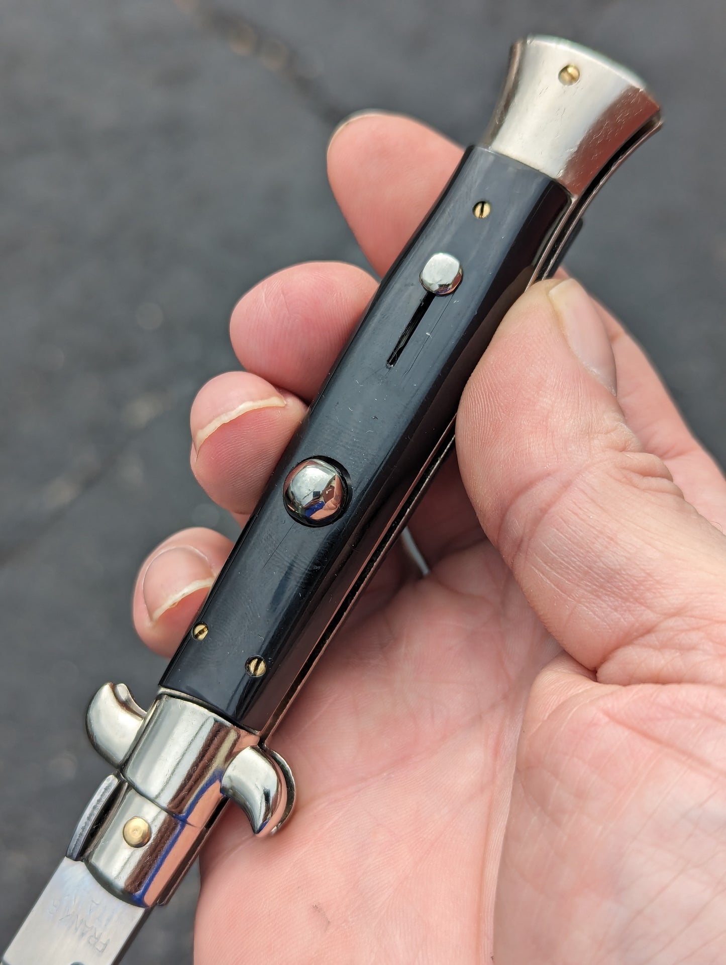 9" Frank Beltrame Black Scale Italian Stiletto Dagger