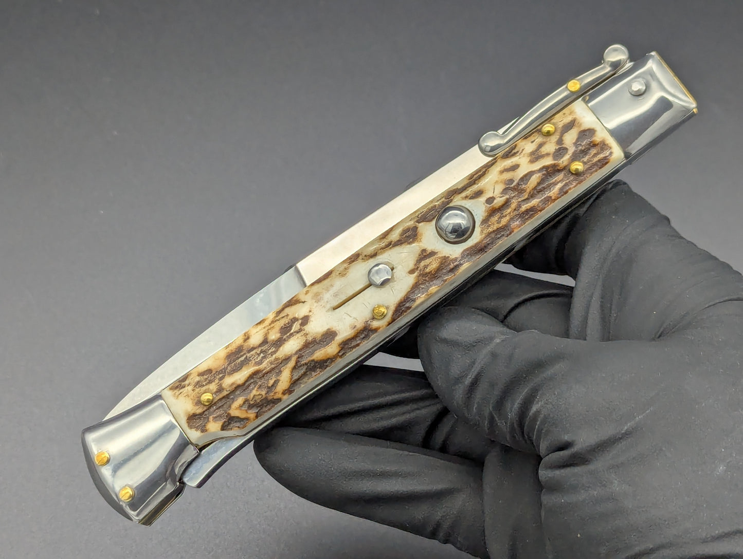 11" STAG HORN FRANK BELTRAME SWINGUARD SWITCHBLADE STILETTO
