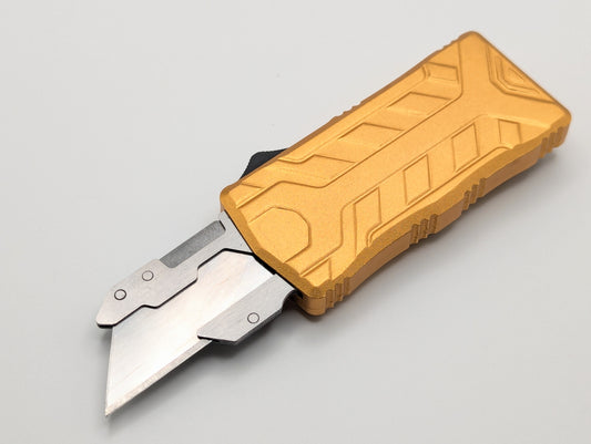 Gold Molded Aluminum D/A Box Cutter OTF Knife