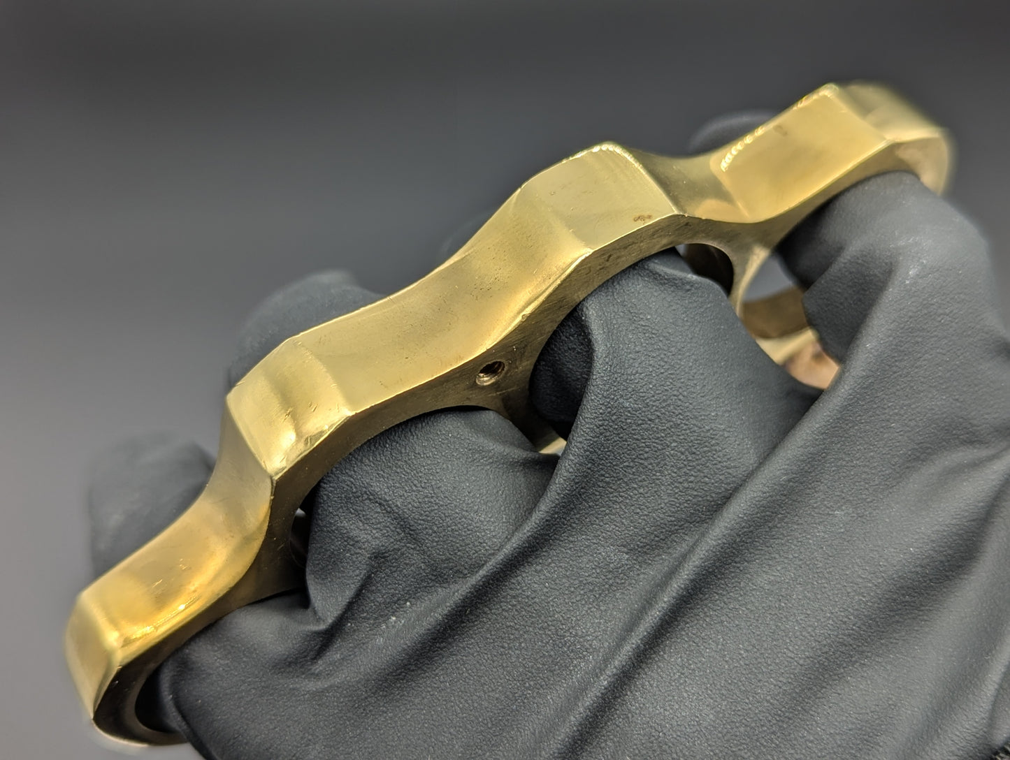 BRASS SQUARE TOP BRASS KNUCKLE w/ LEATHER ROCKER