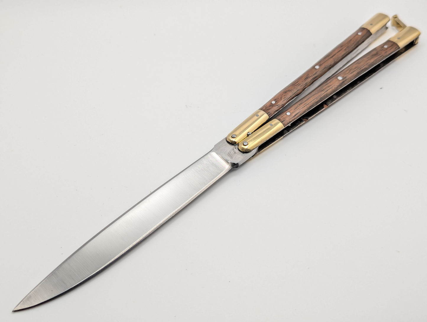 11" FHM Philippines Handmade Slim Narra Wood & Brass Balisong Drop Point