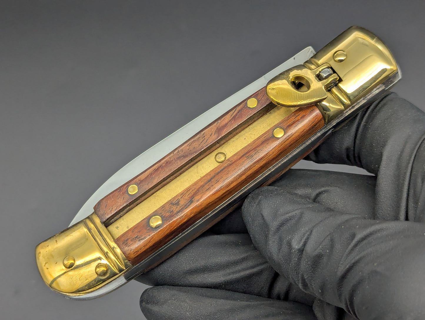 VITYAZ BRASS & WOOD LEVERLOCK SWITCHBLADE KNIFE