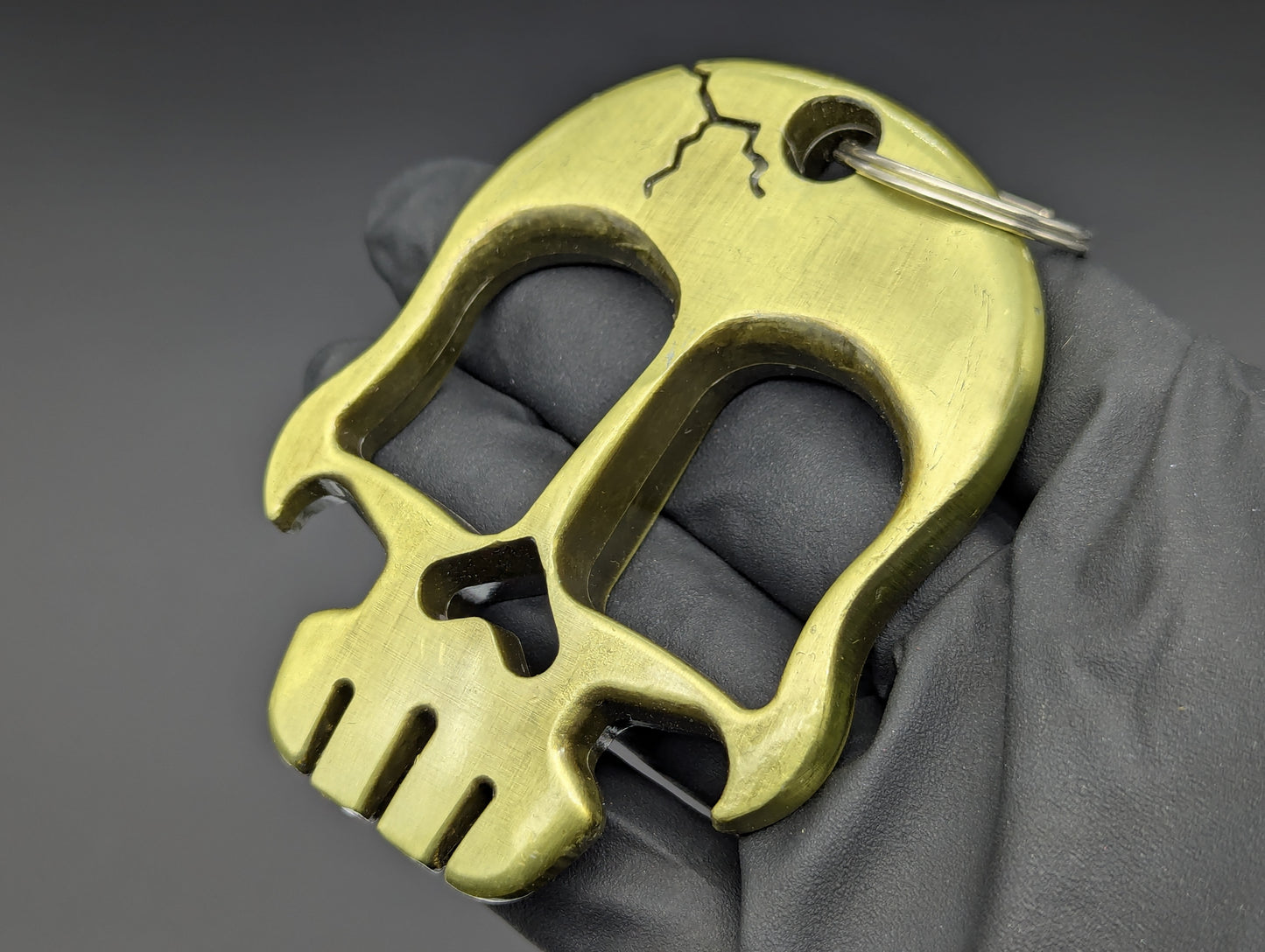 5.5 oz 2FK BRASS ALLOY SKULL BOTTLE OPENER KEYRING