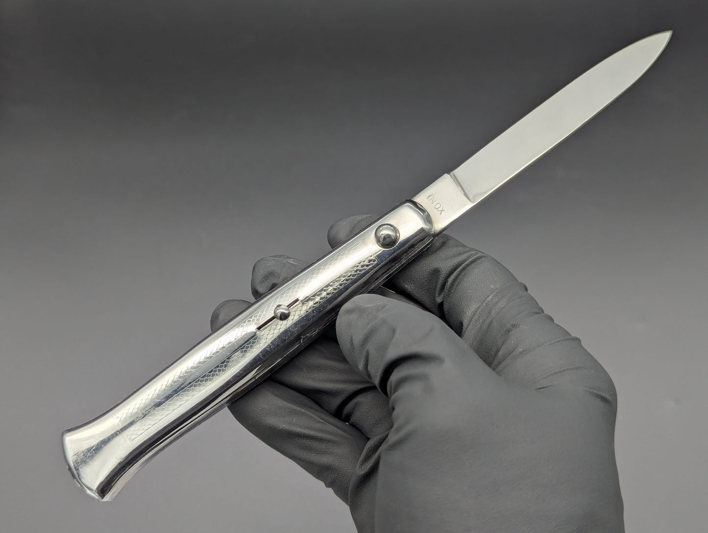 XL ANTIQUE ITALIAN STAINLESS FANTAIL SWITCHBLADE KNIFE