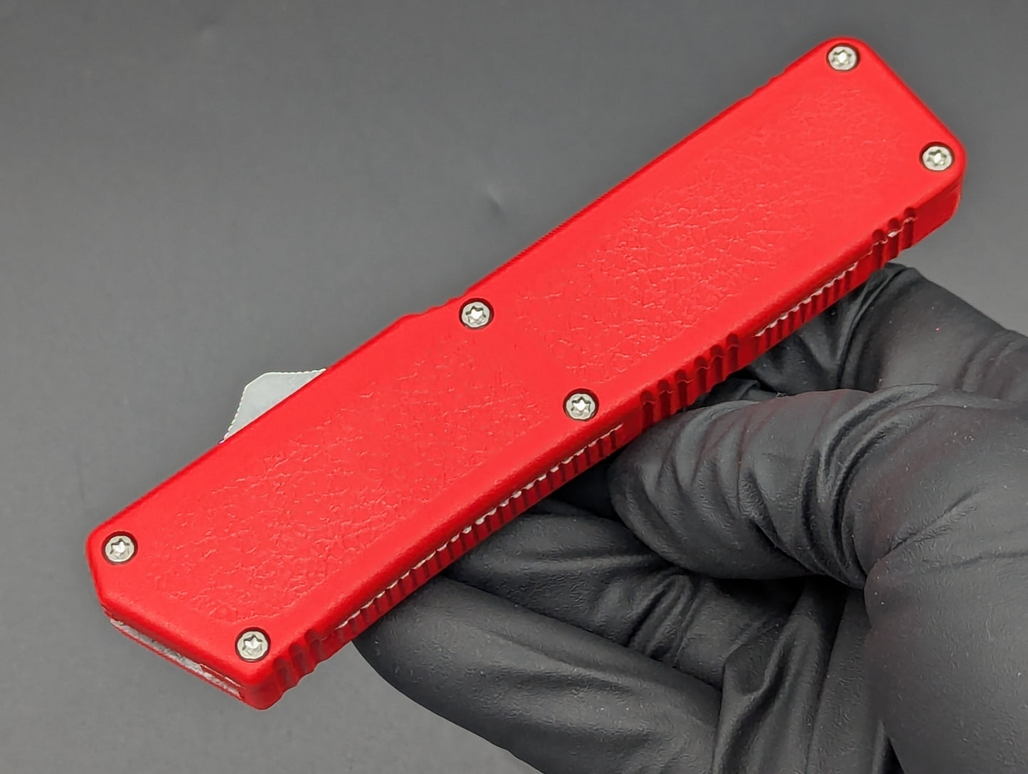 Lightning OTF Knife Red Stainless Drop Point