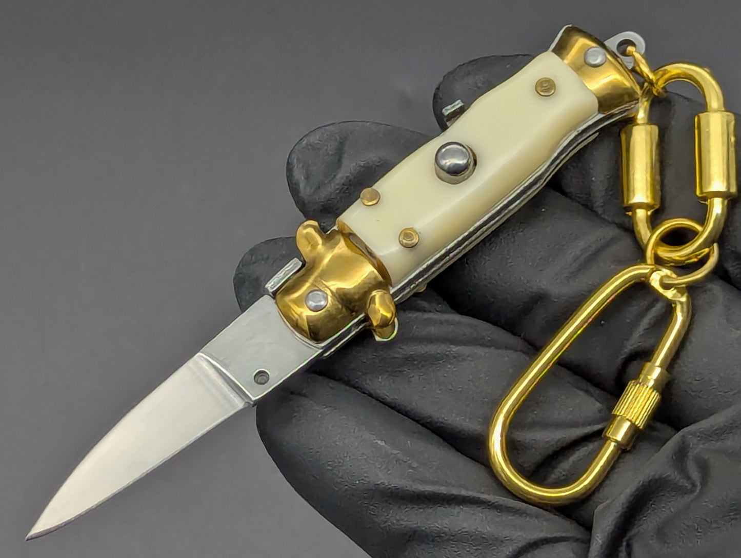 MINI JUMBO FAUX IVORY SWITCHBLADE KEYRING