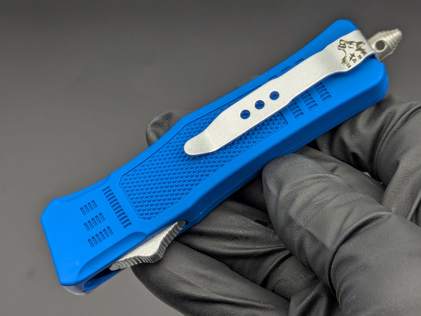 7" Mini Modified Tanto CQB OTF Automatic Knife Blue