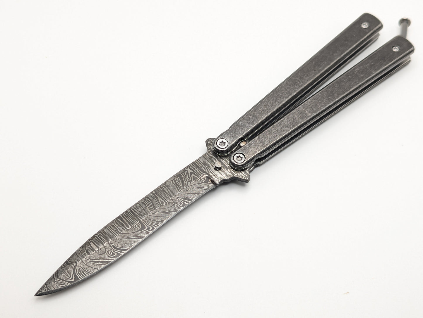 9" Whiplash Drop Point Damascus Balisong Butterfly Knife