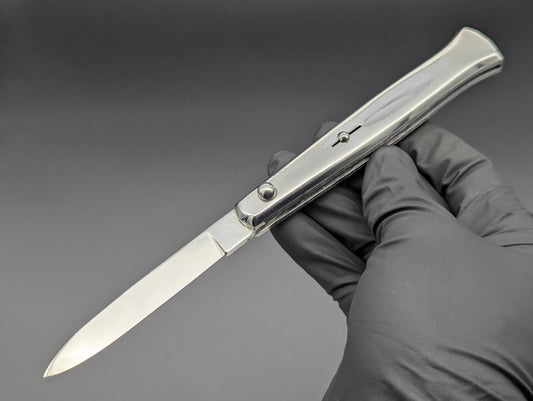 XL ANTIQUE ITALIAN STAINLESS FANTAIL SWITCHBLADE KNIFE