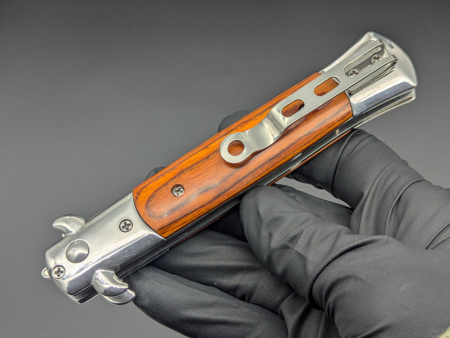 SOLID WOOD DIABLO MILANO STILETTO KNIFE