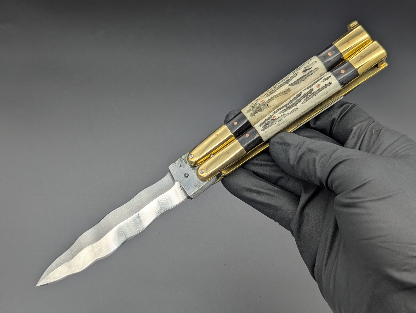 23cm TRIPLE HORN KRIS BLADE PHILIPPINES HANDMADE BALISONG BRASS