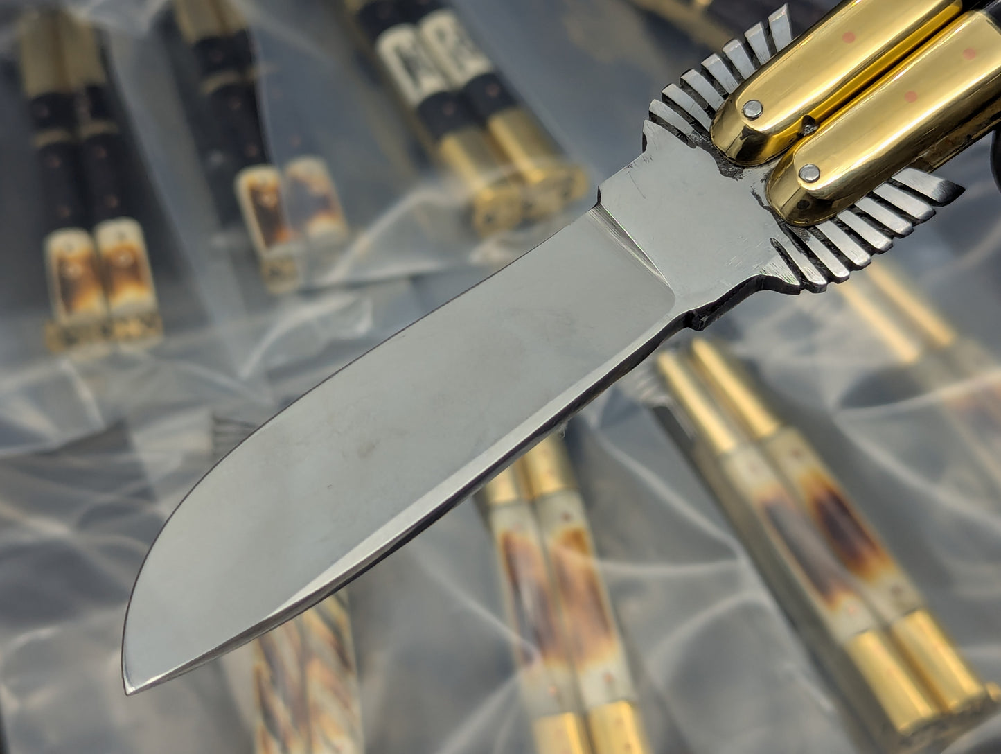 8.7" TRIPLE STACKED SCALE EAGLE TANG FHM BALISONG