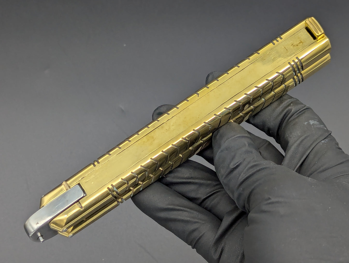 402G FHM SOLID BRASS BALISONG RAMBO CLIP POINT