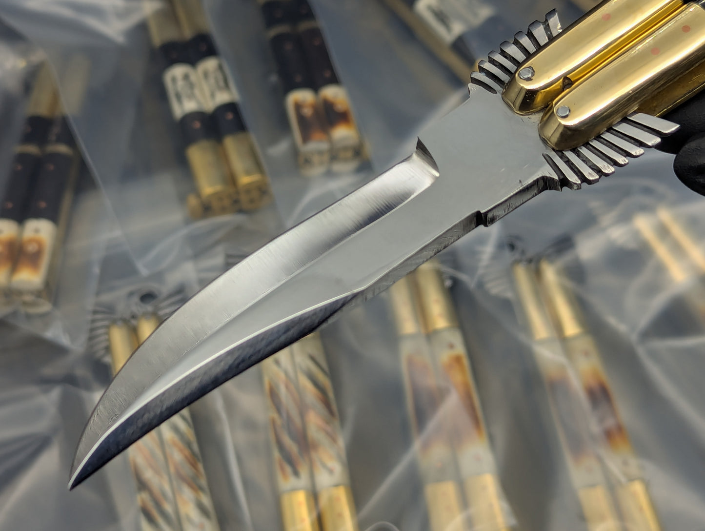 22CM PHILIPPINES HANDMADE EAGLE BALISONG BONE/ HORN CLIP