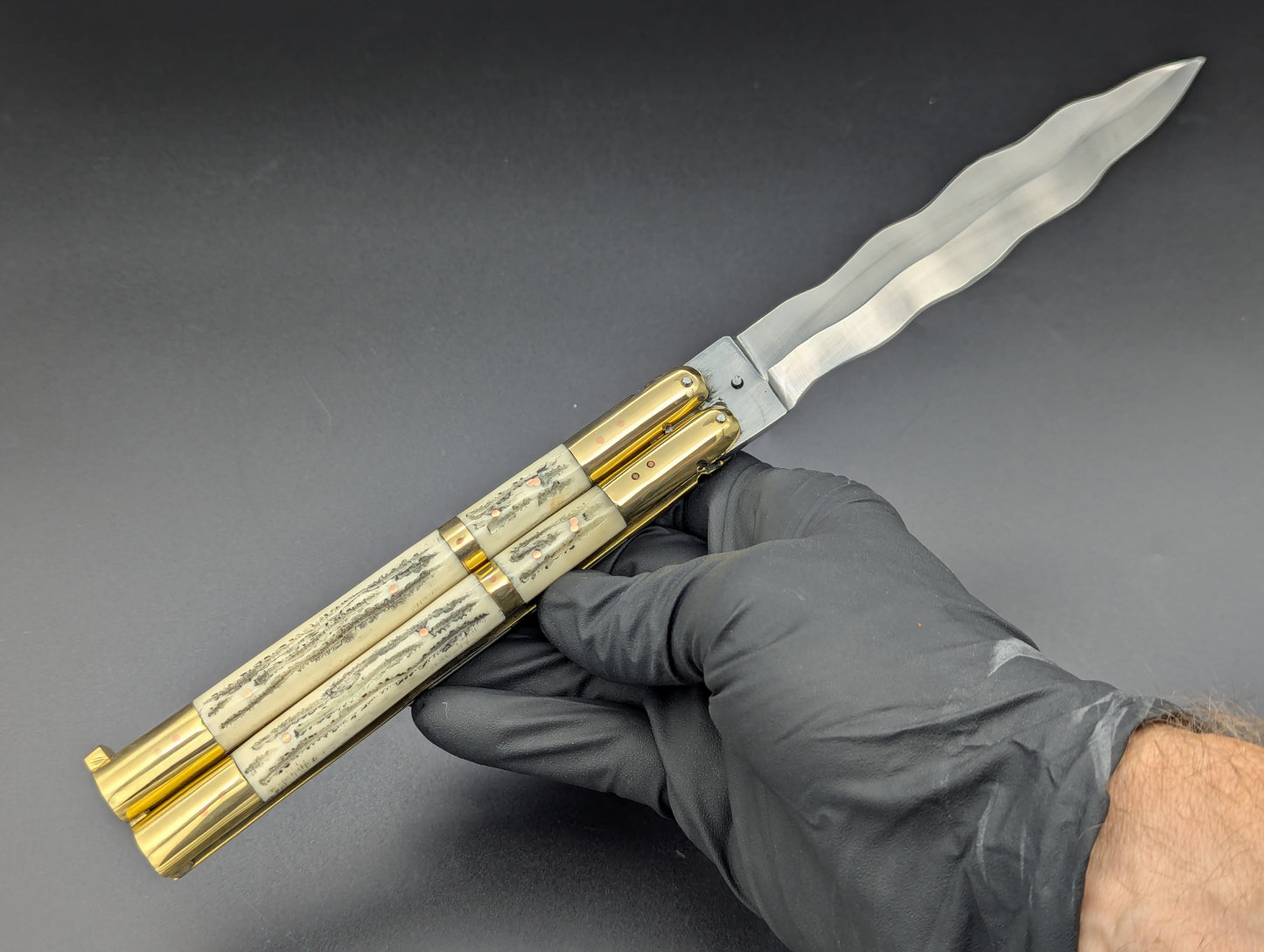 11" DEER HORN KRIS BLADE PHILIPPINES HANDMADE BALISONG KNIFE