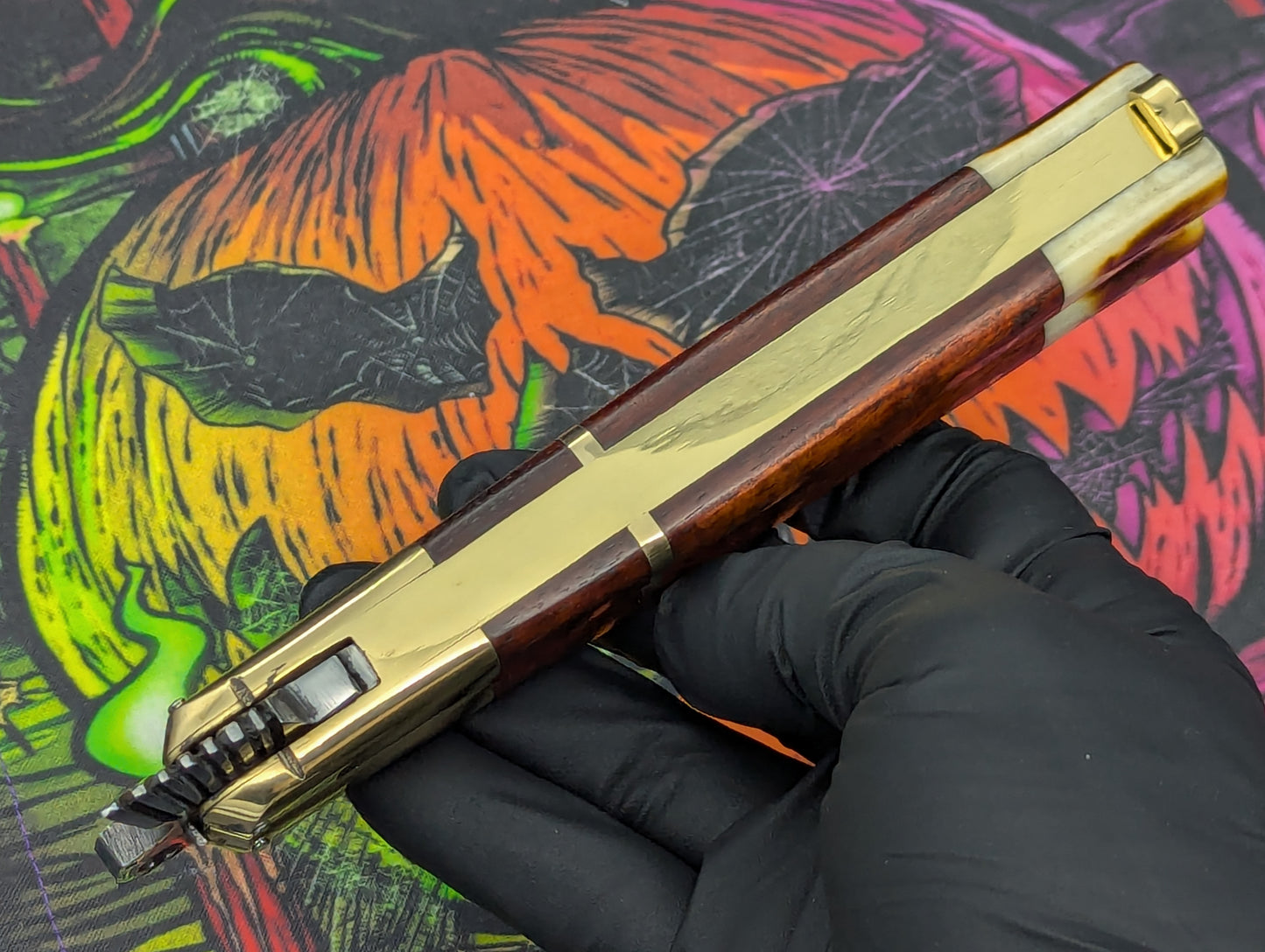 Solid Red Wood Carved Eagle FHM Balisong Clip Point