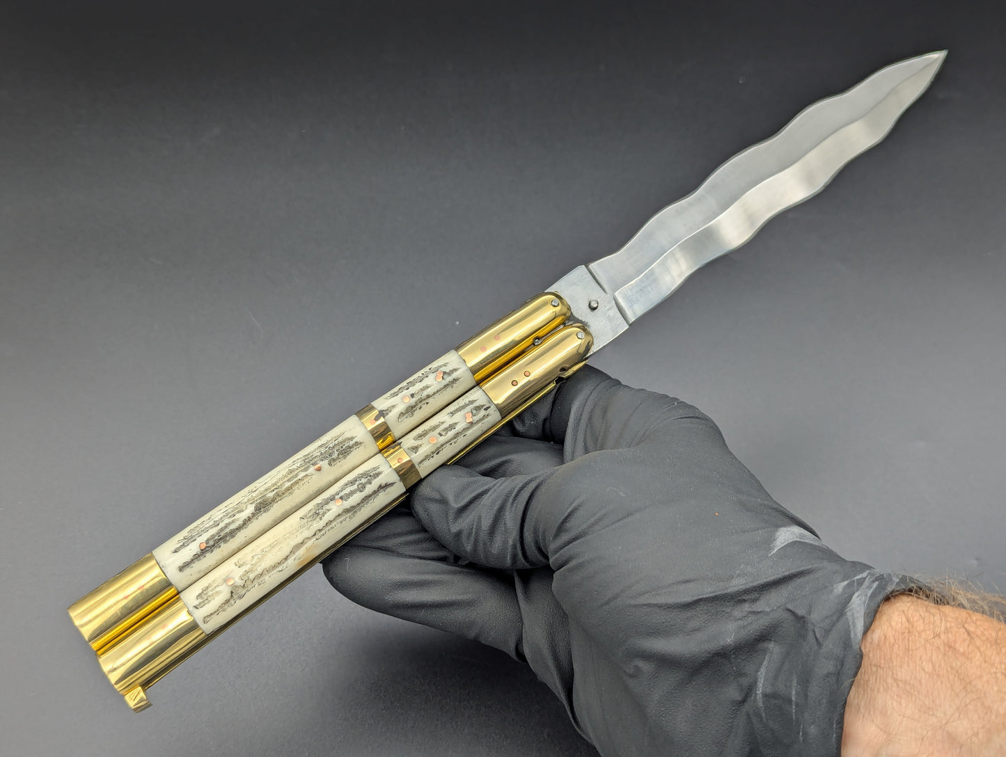 11" DEER HORN KRIS BLADE PHILIPPINES HANDMADE BALISONG KNIFE