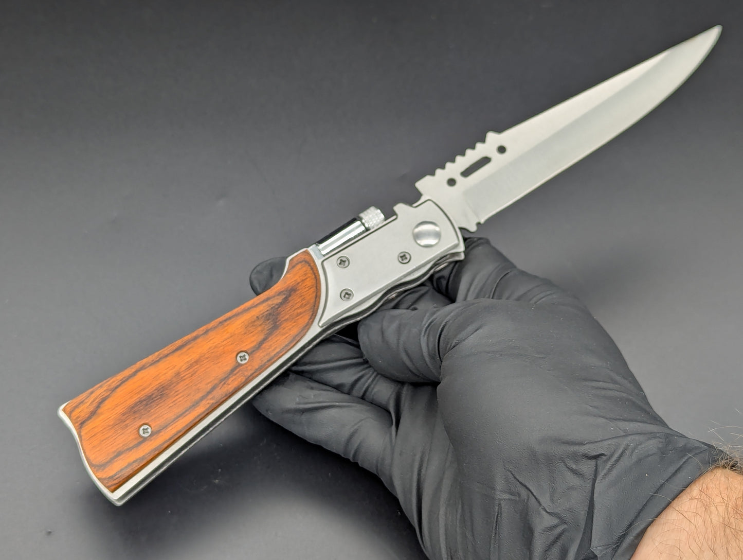 XL RIFLE FLASHLIGHT AUTOMATIC KNIFE ROSEWOOD