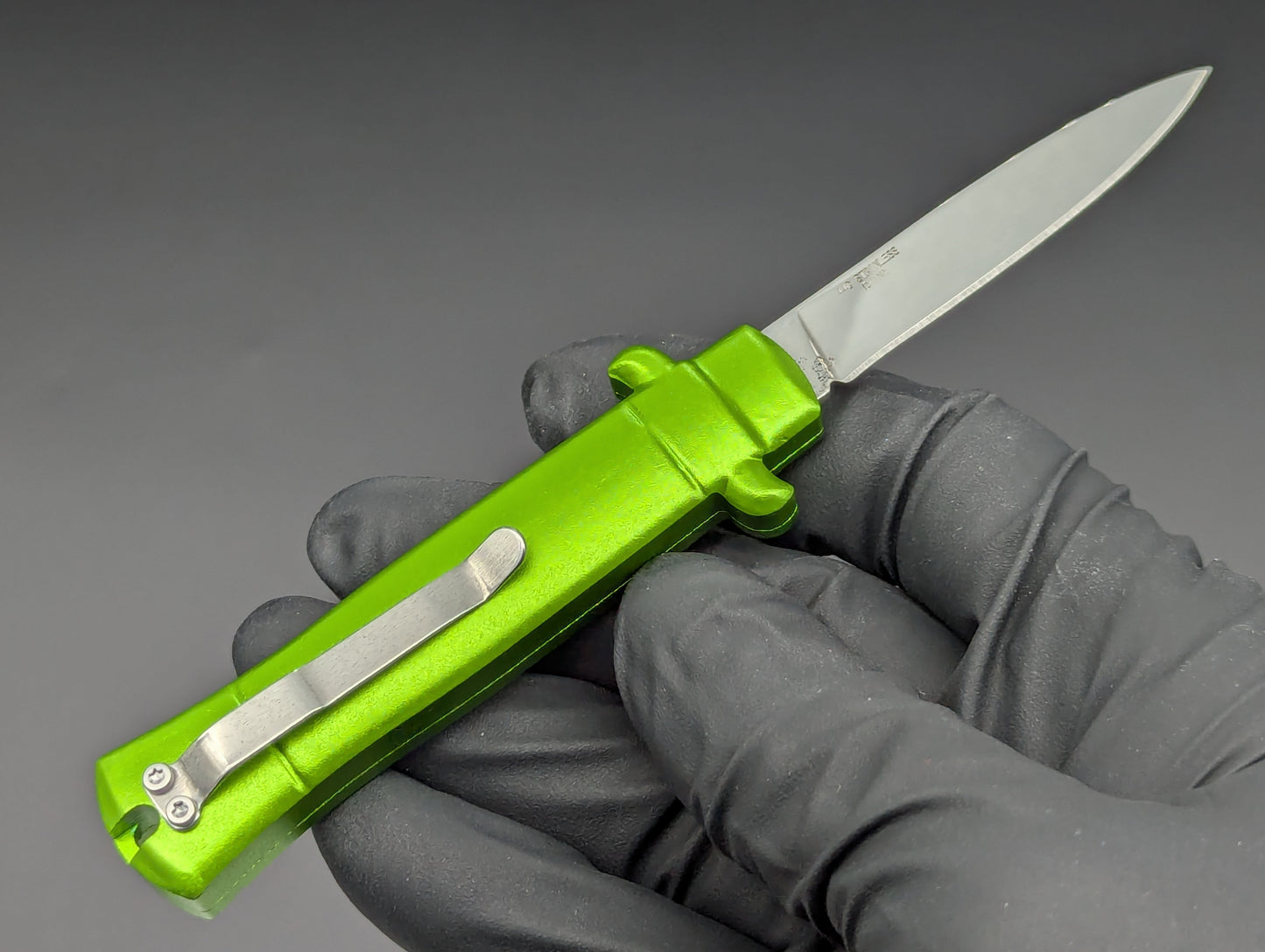 MINI GREEN STILETTO CALIFORNIA LEGAL OTF KNIFE