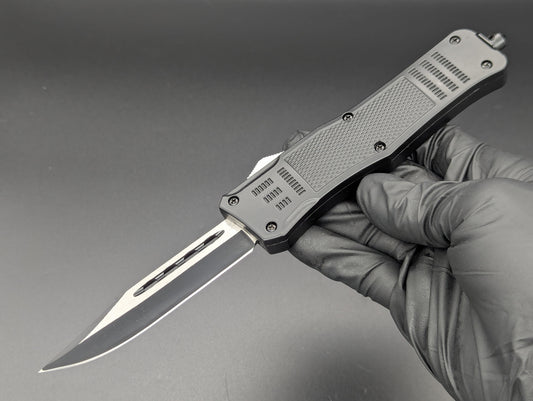 9" 2-Tone Black Drop Point CQC OTF Automatic Knife