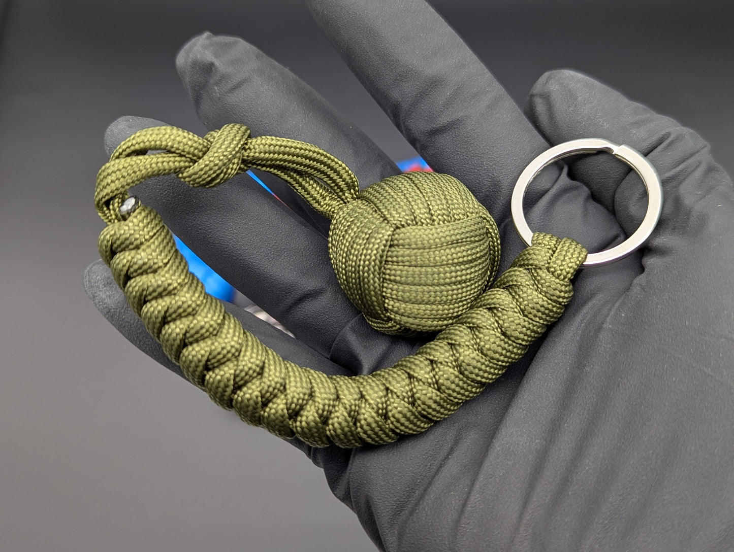 3 Oz Green Drab Monkey Fist Keyring