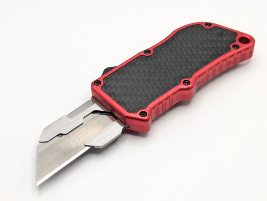 Red Carbon Fiber D/A Box Cutter OTF Knife