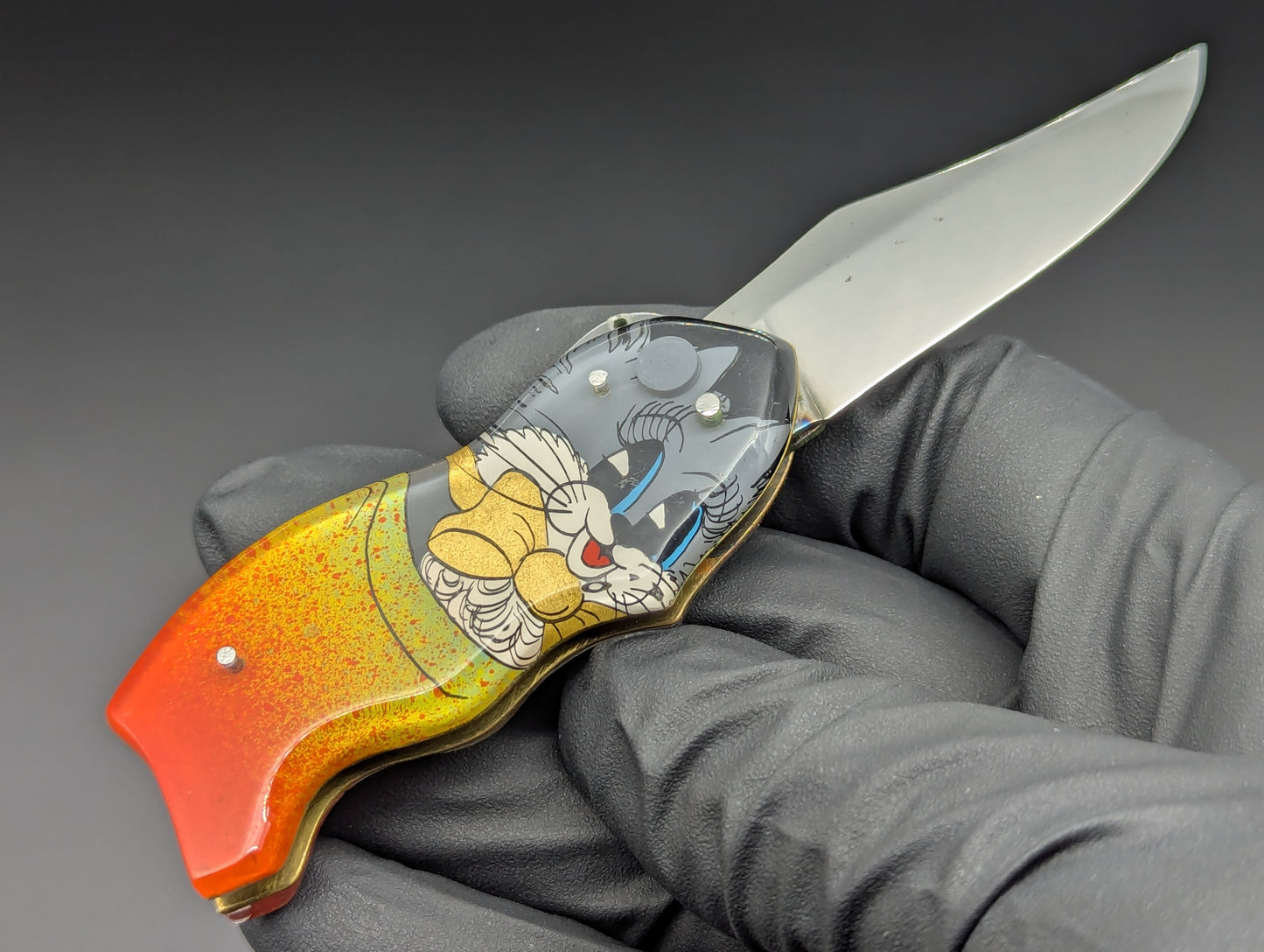 VINTAGE RUSSIAN PRISON MADE KNIFE KITTEN CARTOON