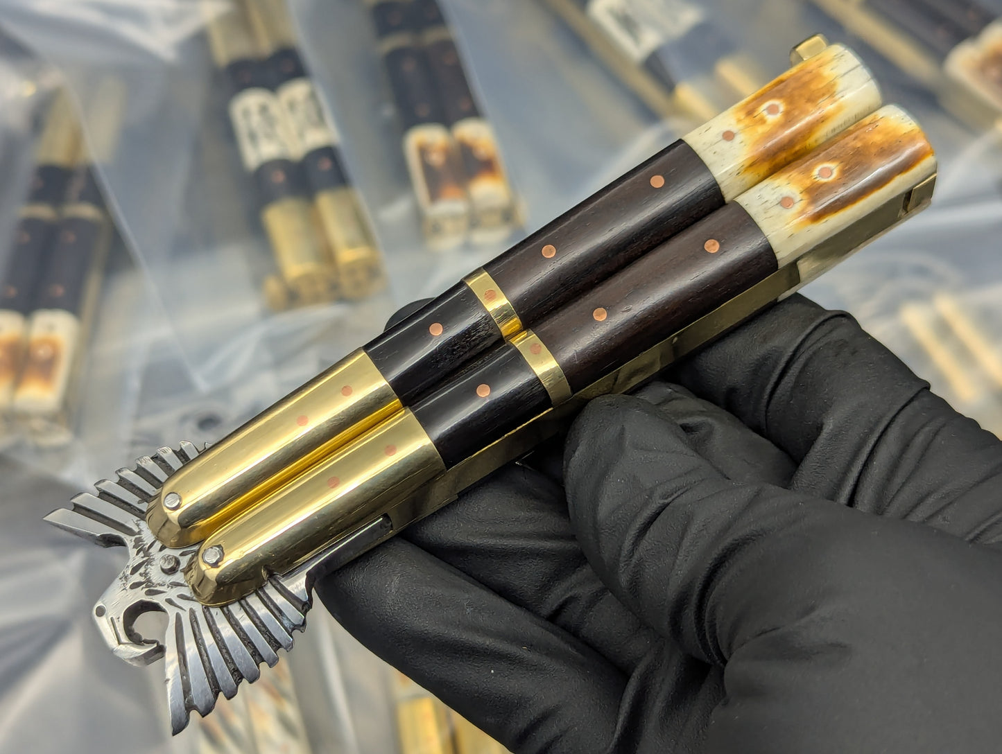 22CM PHILIPPINES HANDMADE EAGLE BALISONG BONE/ HORN CLIP