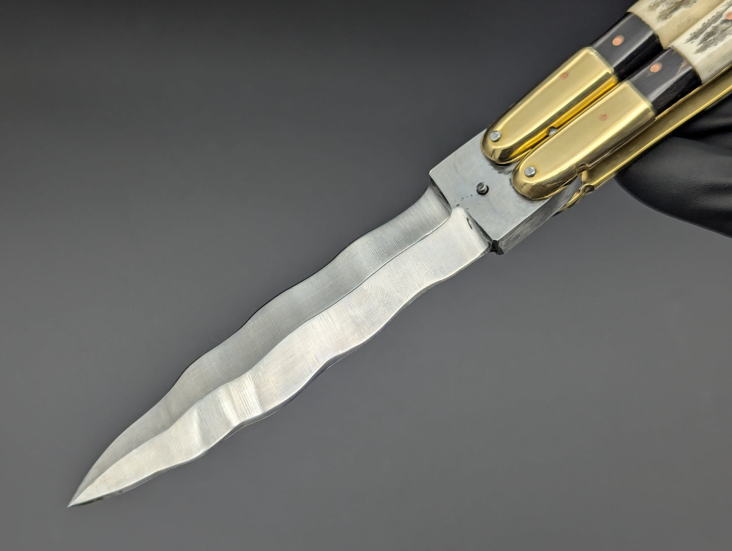 23cm TRIPLE HORN KRIS BLADE PHILIPPINES HANDMADE BALISONG BRASS