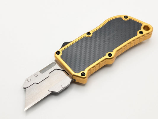 Gold Carbon Fiber D/A Box Cutter OTF Knife