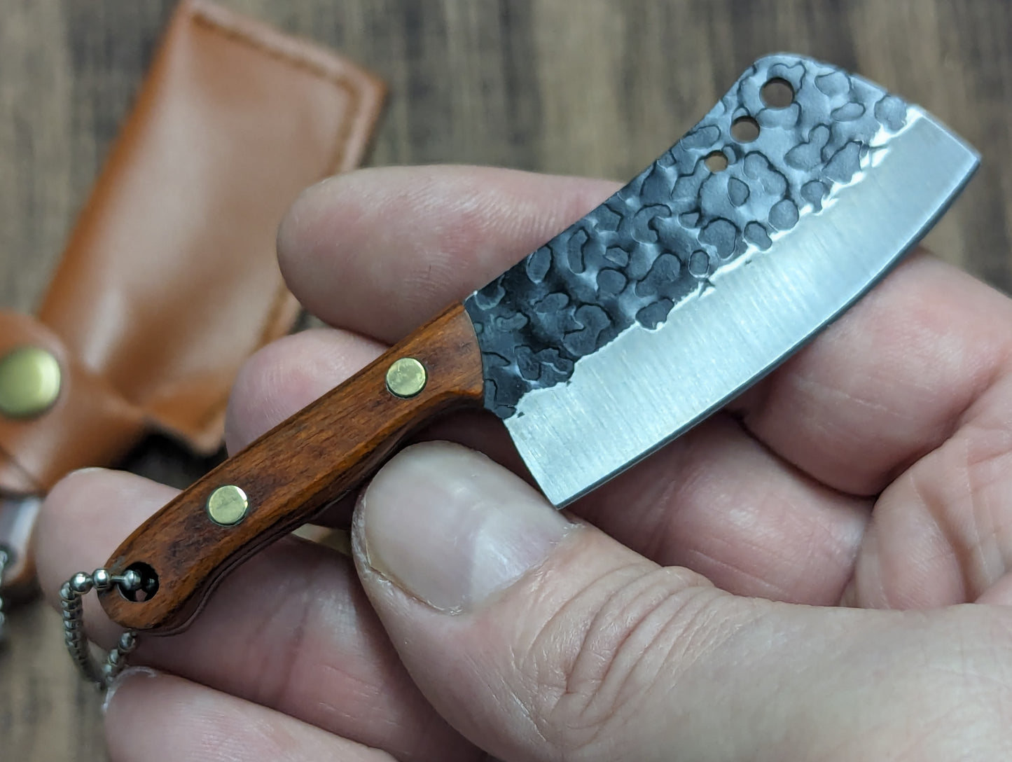 Mini High Carbon Steel Forged Cleaver Keychain Knife #2