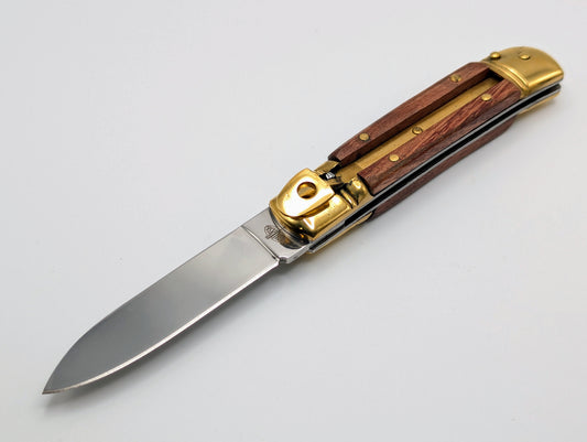 VITYAZ BRASS & WOOD LEVERLOCK SWITCHBLADE KNIFE