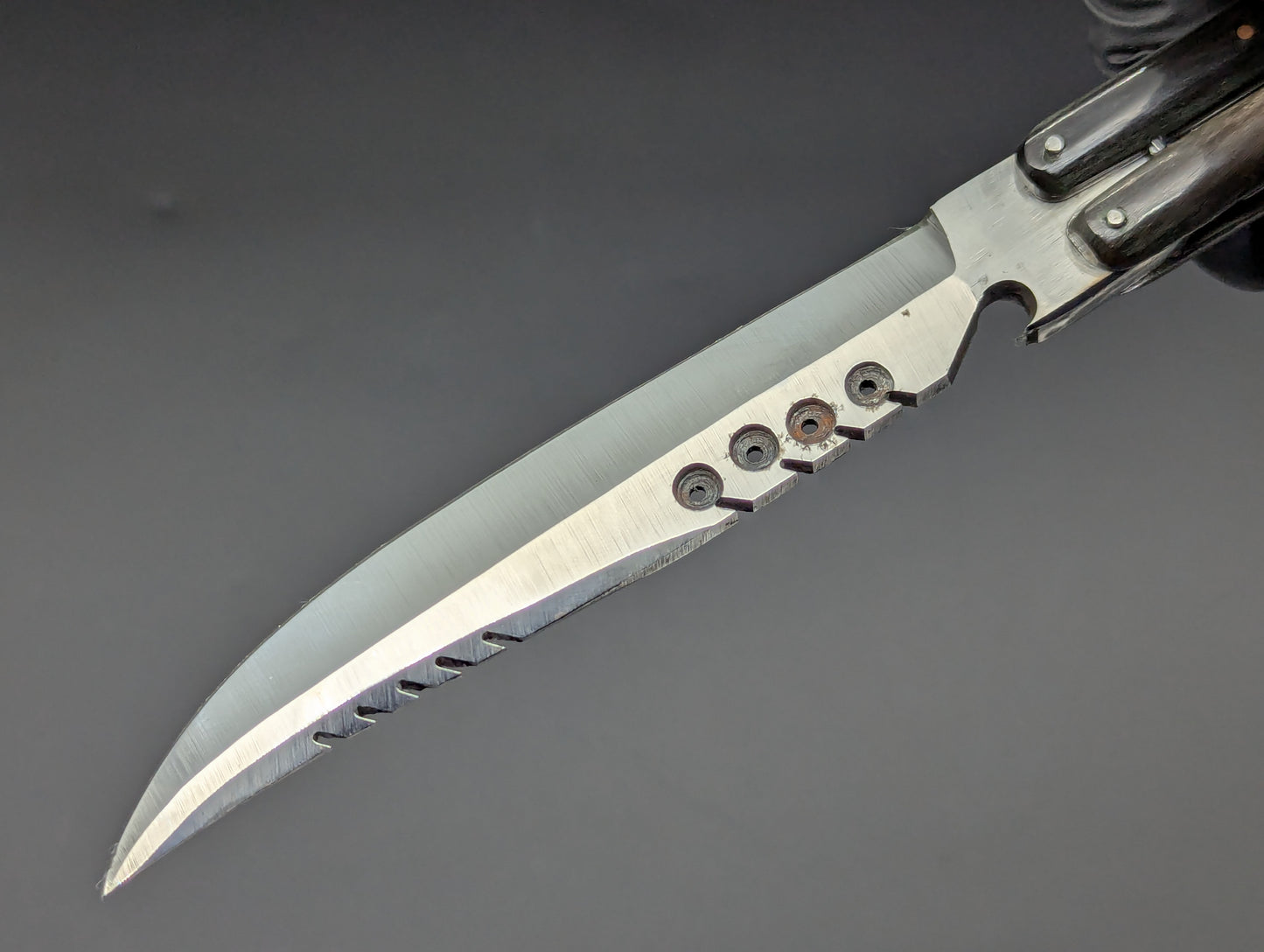 FHM BALISONG AGED BONE & CARABOA HORN 11" OL CLIP POINT BLADE