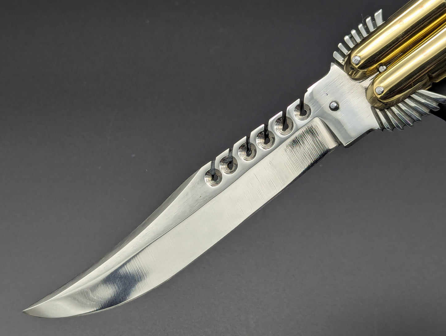 11" CARVED EAGLE BOLSTER FHM BALISONG RAMBO CLIP POINT