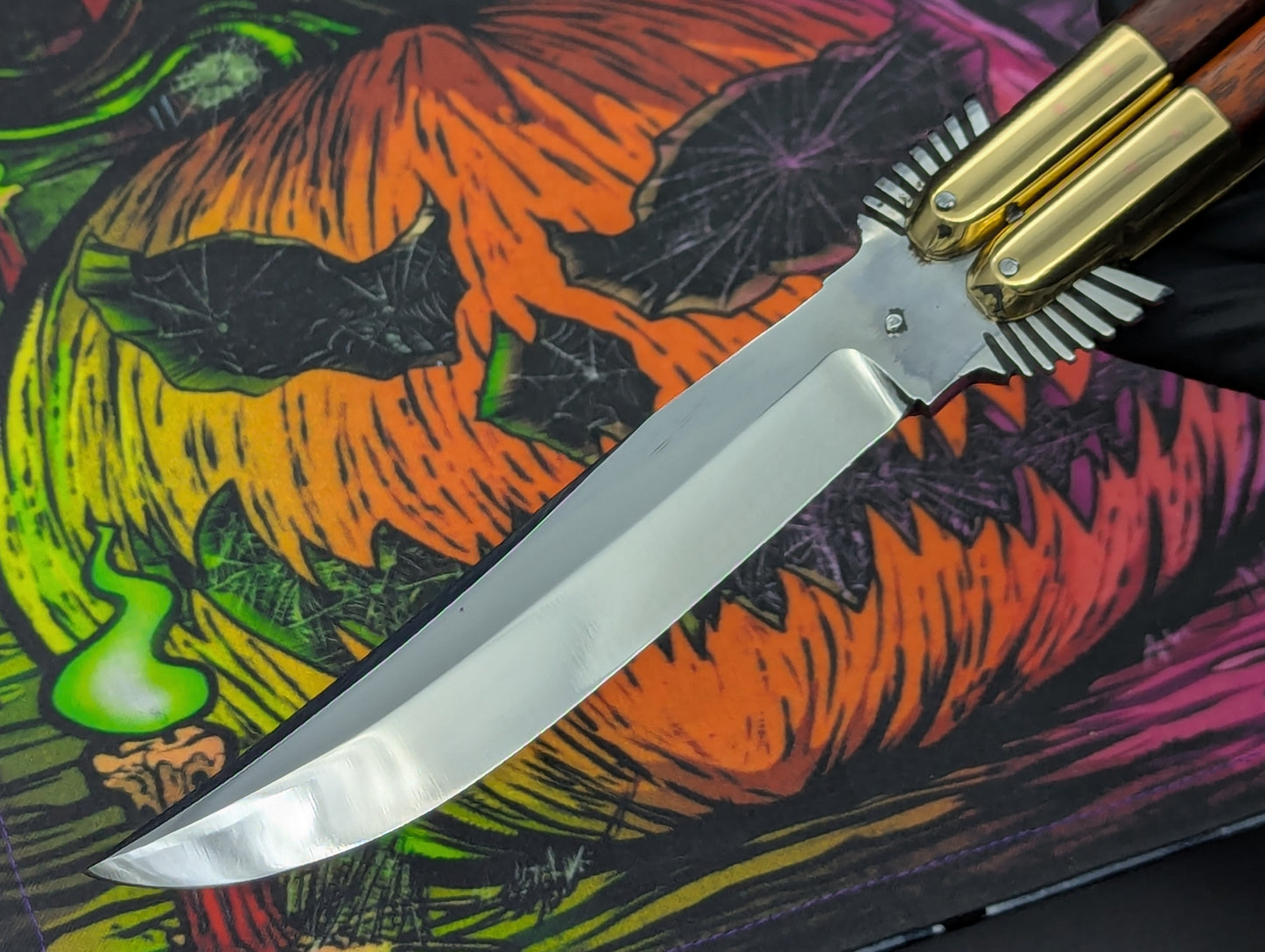 Solid Red Wood Carved Eagle FHM Balisong Clip Point