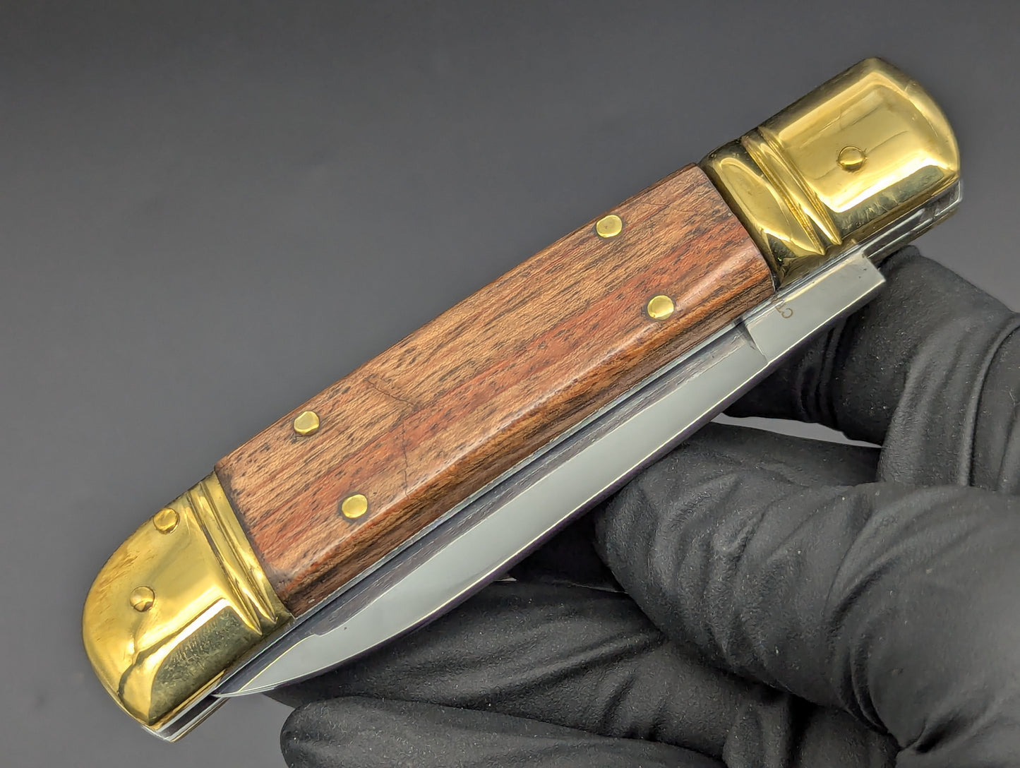 VITYAZ BRASS & WOOD LEVERLOCK SWITCHBLADE KNIFE